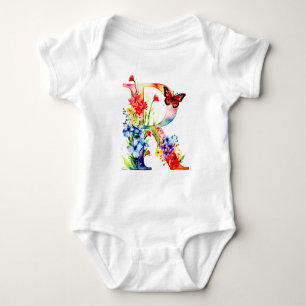 Mooie Wilde Bloem Vlinder Monogram Romper
