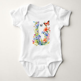 Mooie Wilde Bloem Vlinder Monogram Romper