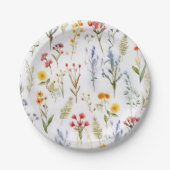 Mooie Wilde Bloem Waterverf Botanica Papieren Bordje (Voorkant)