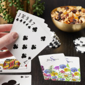 Mooie Wilde Bloemen Aangepaste Naam en Monogram Pokerkaarten (Insitu)