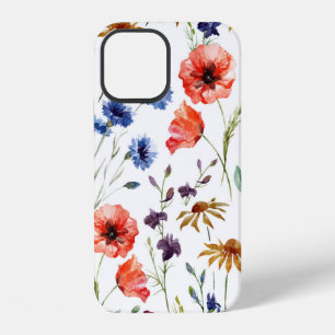 Mooie wilde bloemen, aquarel, klaproos, korenbloem iPhone 12 hoesje