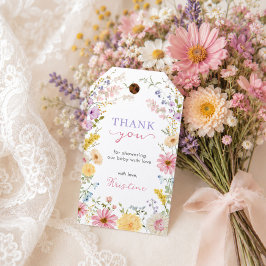 Mooie wilde bloemen baby in bloei baby shower cadeaulabel