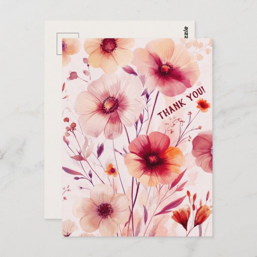 Mooie wilde bloemen BEDANKT Briefkaart (Voorkant / Achterkant)