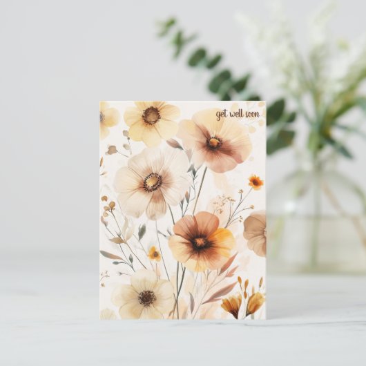 Mooie Wilde Bloemen BETER WORDT BINNENKORT Briefkaart (Staand voorkant)
