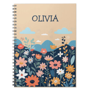 Mooie wilde bloemen botanische gepersonaliseerde notitieboek
