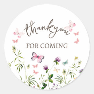 Mooie Wilde Bloemen Dank Je Klassieke Ronde Sticke Sticker