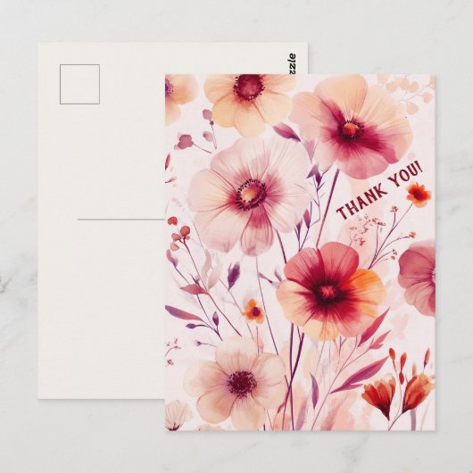 Mooie wilde bloemen DANK JE WEL Briefkaart (Voorkant / Achterkant)