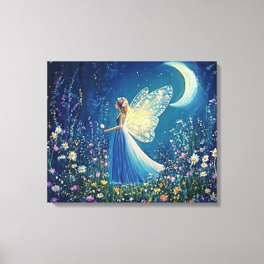 Mooie wilde bloemen en fee. canvas afdruk (Voorkant)