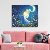 Mooie wilde bloemen en fee. canvas afdruk (Insitu (Woonkamer))