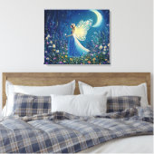 Mooie wilde bloemen en fee. canvas afdruk (Insitu (Slaapkamer))