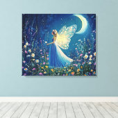 Mooie wilde bloemen en fee. canvas afdruk (Insitu (Houten vloer))
