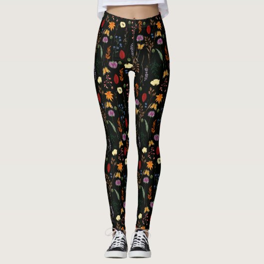 Mooie wilde bloemen en vlinders leggings (Voorkant)