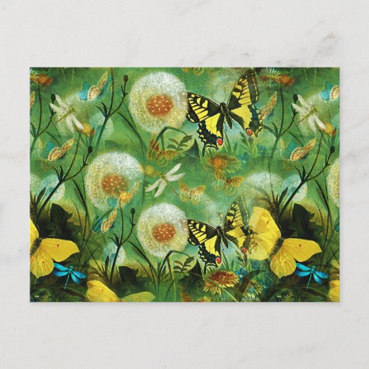 Mooie Wilde Bloemen en Vlinders Natuur  Briefkaart (Voorkant)