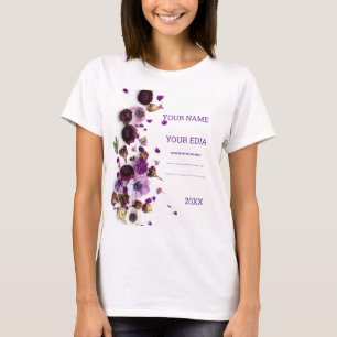 Mooie Wilde Bloemen Geborduurd Tshirt,Donkergroen T-shirt