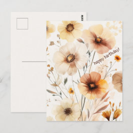 Mooie wilde bloemen HAPPY BIRTHDAY Briefkaart