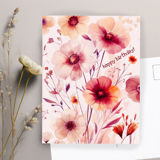Mooie wilde bloemen HAPPY BIRTHDAY Briefkaart