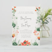 Mooie wilde bloemen in waterverf tuin bruiloft kaart (Staand voorkant)