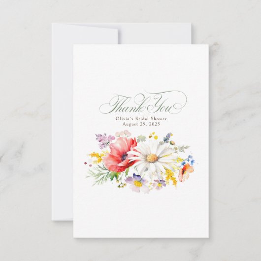 Mooie wilde bloemen kleine dank u bedankkaart (Voorkant)