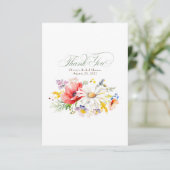 Mooie wilde bloemen kleine dank u bedankkaart (Staand voorkant)
