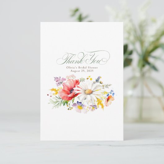 Mooie wilde bloemen kleine dank u bedankkaart (Staand voorkant)
