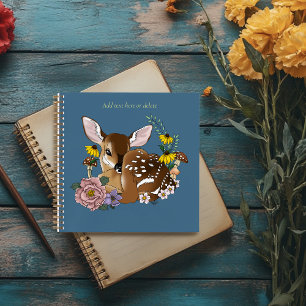 Mooie Wilde Bloemen Lichtblauwe Baby Herten Boslan Notitieboek