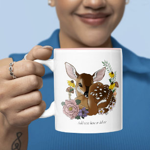 Mooie Wilde Bloemen Lichtblauwe Baby Herten Boslan Tweekleurige Koffiemok