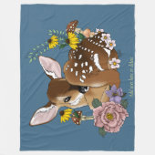 Mooie Wilde Bloemen Lichtblauwe Baby Ree Bosgrond Fleece Deken (Voorkant)