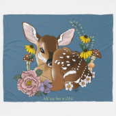 Mooie Wilde Bloemen Lichtblauwe Baby Ree Bosgrond Fleece Deken (Voorkant (Horizontaal))