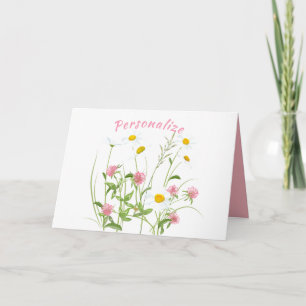 Mooie Wilde Bloemen Madelief Anjer Roze Kaart
