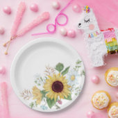 Mooie wilde bloemen met zonnebloem en madeliefje  papieren bordje (Feest)