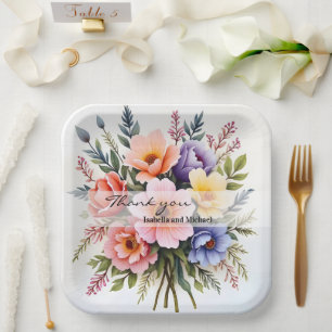Mooie Wilde Bloemen Moderne Luxe Collectie Papieren Bordje
