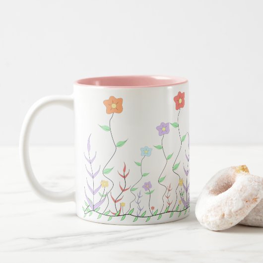 Mooie Wilde Bloemen Mok (Met donut)