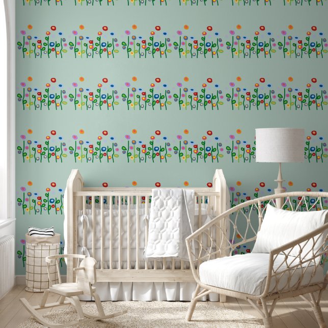 Mooie wilde bloemen nursery Behang (Kinderen)