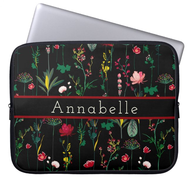 Mooie wilde bloemen personaliseren laptop sleeve (Voorkant)