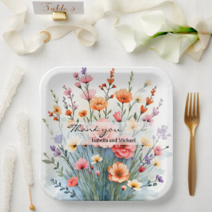 Mooie Wilde Bloemen Trendy Luxe Collectie Papieren Bordje