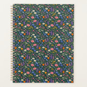 Mooie wilde bloementuin op donker teal planner (Voorkant)