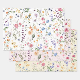 Mooie Wilde Bloemenweide Botanische Bloementuin Inpakpapier Vel