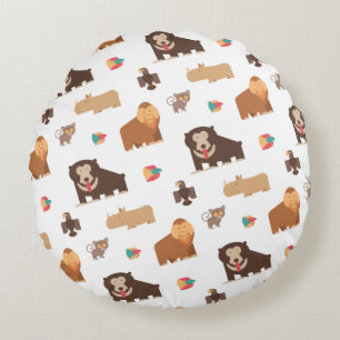 Mooie Wilde Dieren Patroon Rond Kussen