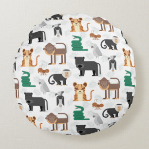 Mooie Wilde Dieren Patroon Rond Kussen