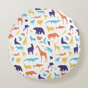 Mooie Wilde Dieren Patroon Rond Kussen