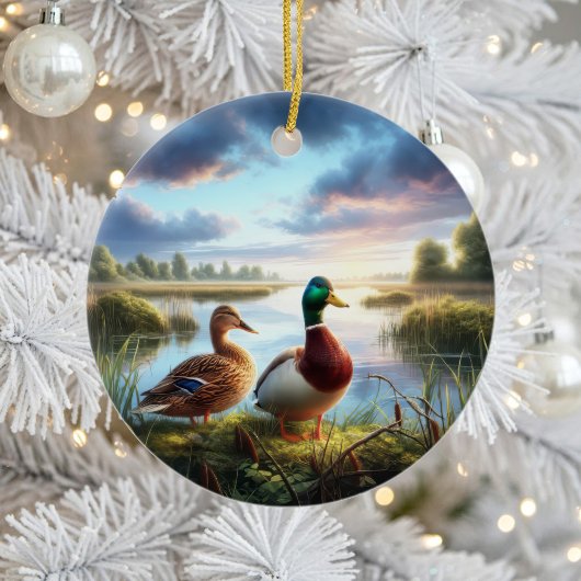 Mooie Wilde Eend Aandenken Keramisch Ornament