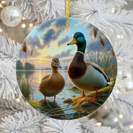 Mooie Wilde Eenden Aandenken Keramisch Ornament