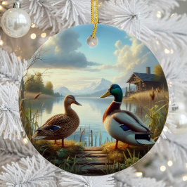 Mooie Wilde Eenden Aandenken Keramisch Ornament