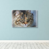 Mooie Wilde Kat Portret Canvasprint Canvas Afdruk (Insitu (Houten vloer))