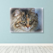 Mooie Wilde Kat Portret Canvasprint Canvas Afdruk (Insitu (Houten vloer))