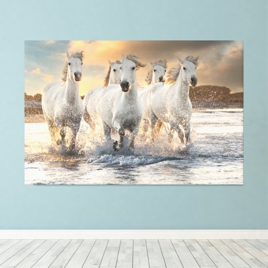 Mooie wilde paarden canvas afdruk (Insitu (Houten vloer))