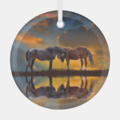 Mooie wilde paarden en water glas ornament (Voorkant)