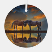 Mooie wilde paarden en water glas ornament (Achterkant)