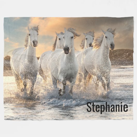 Mooie wilde paarden fleece deken (Voorkant (Horizontaal))