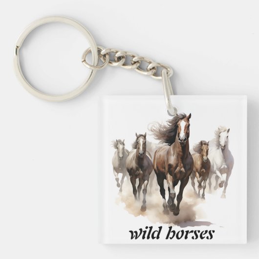 mooie wilde paarden sleutelhanger (voorkant)